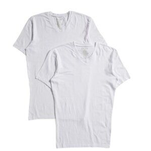 2 Pack Tommy John White High V-Neck Undershirts T-Shirts Size Small Stay Tucked